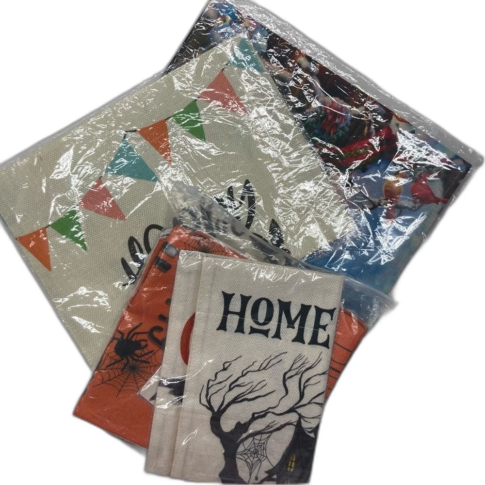Lot of  7 Holiday Decorations Flags Pillow Covers Easter Christmas Halloween NWT